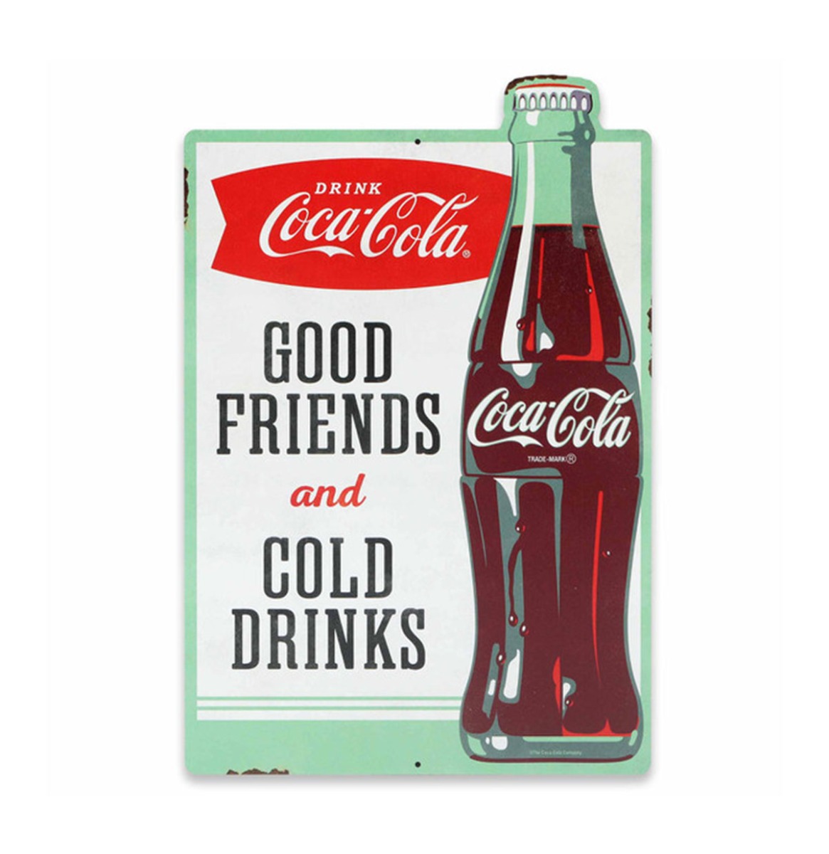 Coca-Cola Good Friends & Cold Drinks Metalen Bord - 38 x 25cm | Coca-Cola