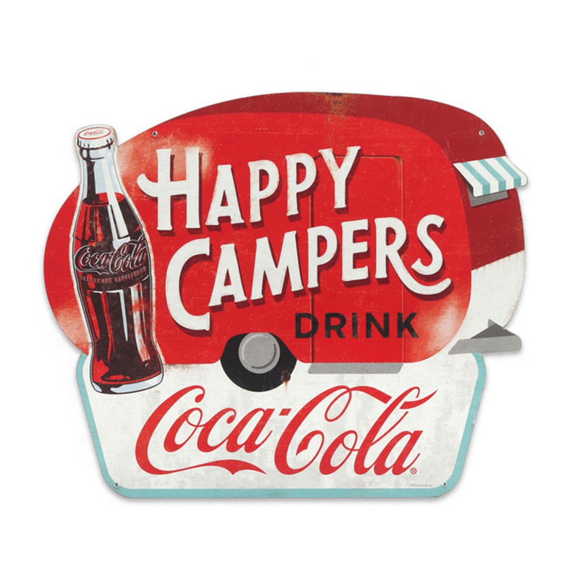 Coca-Cola Happy Campers Metalen Bord - 43 x 46cm | Coca-Cola