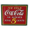 Coca-Cola - Ice Cold As Always 5 Cents Emaille Bord - Ande Rooney - 1990 | Coca-Cola