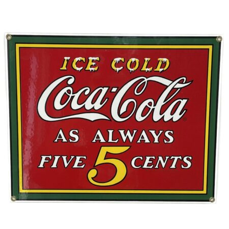 Coca-Cola - Ice Cold As Always 5 Cents Emaille Bord - Ande Rooney - 1990 | Coca-Cola