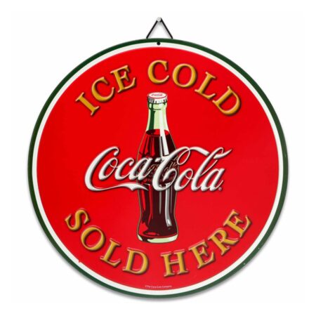 Coca-Cola Ice Cold Sold Here Rond Metalen Bord - Ø30cm | Coca-Cola