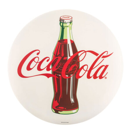 Coca-Cola Rond Metalen Logo Bord Button Wit | Coca-Cola