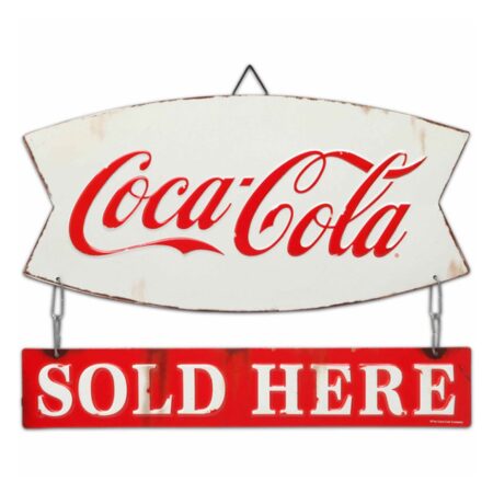 Coca-Cola Sold Here Linked Metalen Bord - 38 x 27cm | Coca-Cola