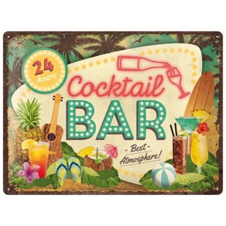 Cocktail Bar Best Atmosphere Retro Metalen Bord 30 x 40 cm | Fiftiesstore