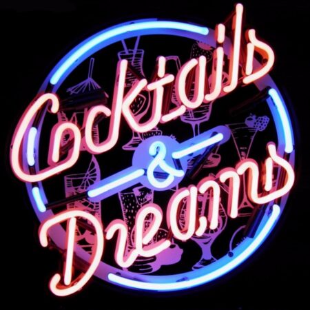 Cocktails & Dreams Neon Verlichting 50 x 50 cm - Roze