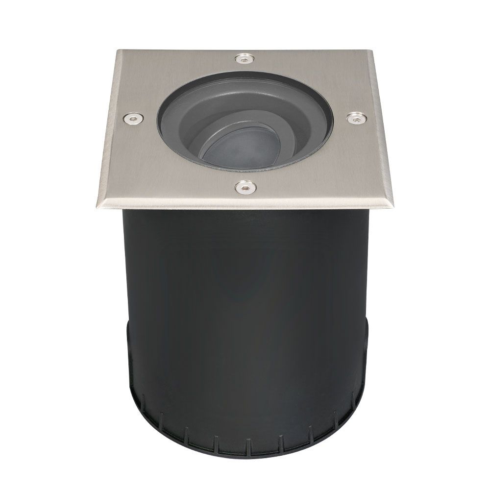 Cody LED Grondspot RVS - Dimbaar - Excl. GU10 lichtbron - Kantelbaar - Overrijdbaar - Vierkant - IP67 waterdicht - Tuinverlichting - Oprit | HOFTRONIC