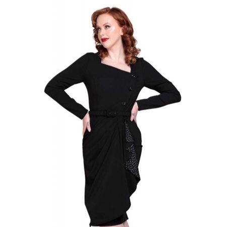 Collectif Anika Pencil Dress Black / Polka-XL | 50% korting | Collectif