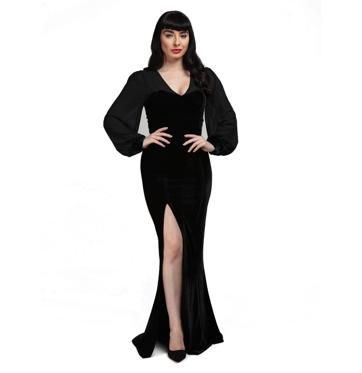 Collectif Arionna Velvet Maxi Dress Black-XXL | 31% korting | Collectif