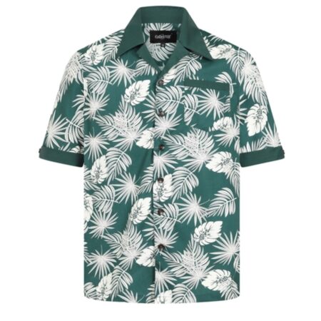 Collectif Cesar Deep Palm Shirt Green-XL | 50% korting | Collectif