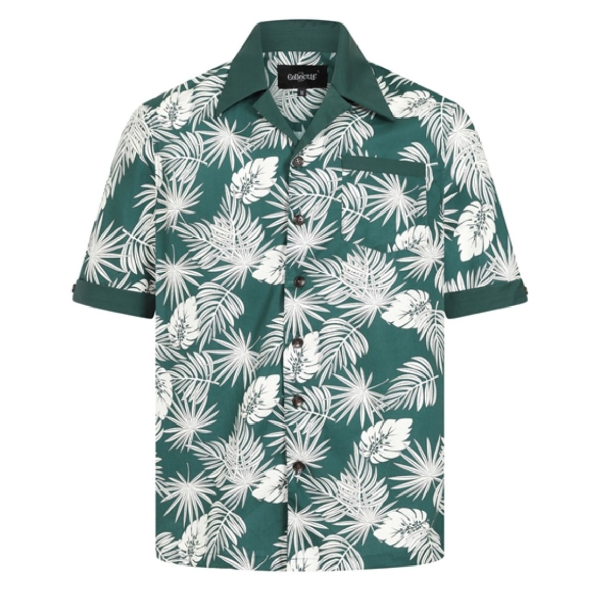 Collectif Cesar Deep Palm Shirt Green-XL | 50% korting | Collectif