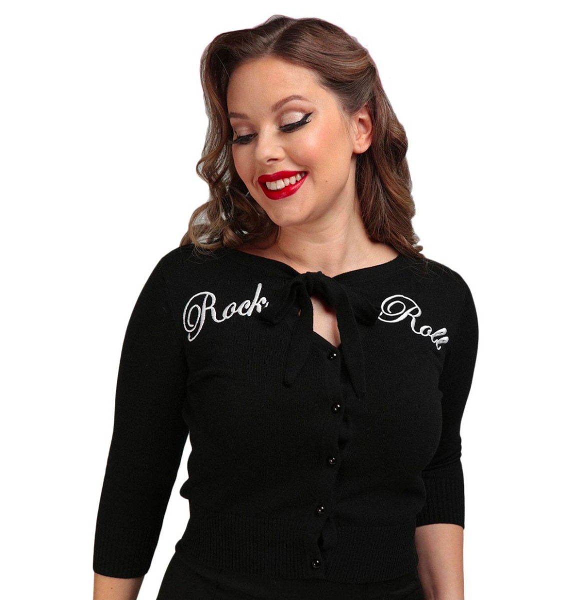 Collectif Charlene Rock Roll Cardigan Black-S | 50% korting | Collectif