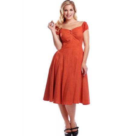 Collectif Dolores Doll Dress Burnt Orange-XS | 50% korting | Collectif