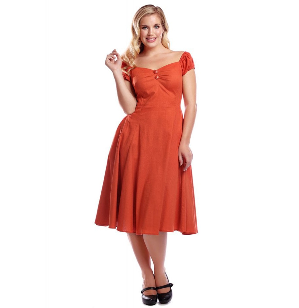 Collectif Dolores Doll Dress Burnt Orange-XS | 50% korting | Collectif
