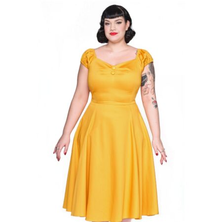 Collectif Dolores Doll Swing Dress Mustard-42 (NL)/ 16 (UK) | Collectif