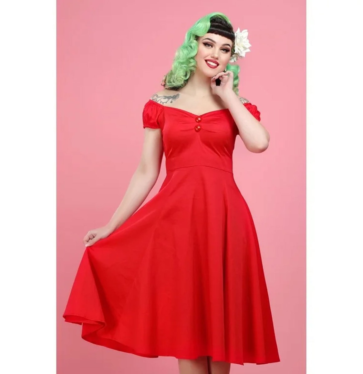 Collectif Dolores Doll Swing Dress Red-XXS | 49% korting | Collectif