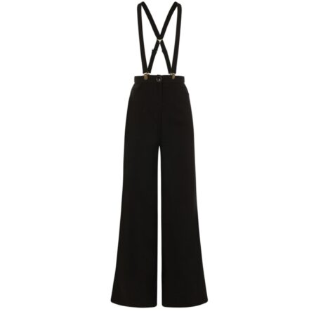 Collectif Glinda Jean Plain Suspenders Trousers Black-XXL | Collectif