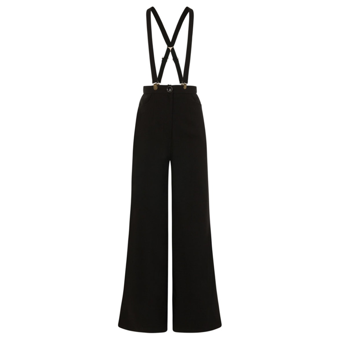 Collectif Glinda Jean Plain Suspenders Trousers Black-XXL | Collectif
