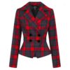 Collectif Halle Smoky Check Suit Jacket Charcoal Red-XXL | 50% korting | Fiftiesstore