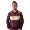 Collectif Jo Striped Polo Jumper Burgundy-XXXL | 50% korting | Collectif