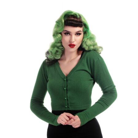 Collectif Kimberley Knitted Bolero Green-XS | Collectif