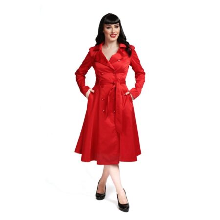 Collectif Korrina Swing Trench Coat Red-S | 50% korting | Collectif