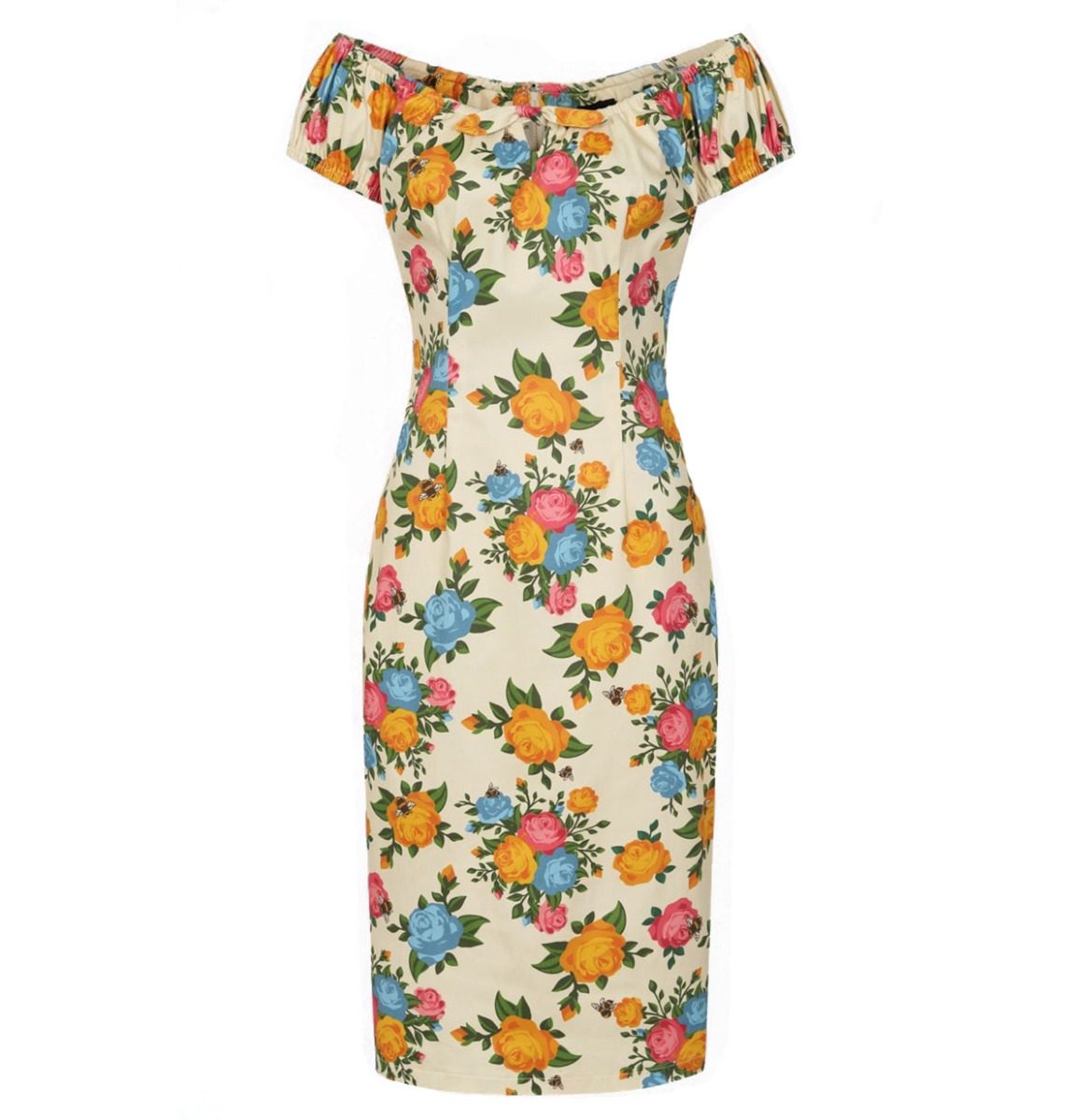 Collectif Lorena Rose Garden Pencil Dress Multi-L | Collectif