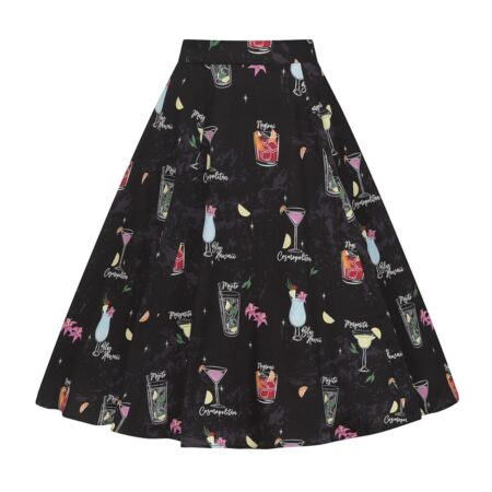 Collectif Matilde Cocktail Menu Swing Skirt Black-XXXXL | 50% korting | Collectif