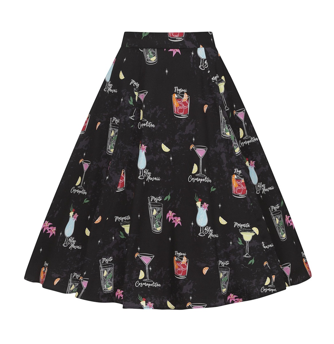 Collectif Matilde Cocktail Menu Swing Skirt Black-XXXXL | 50% korting | Collectif