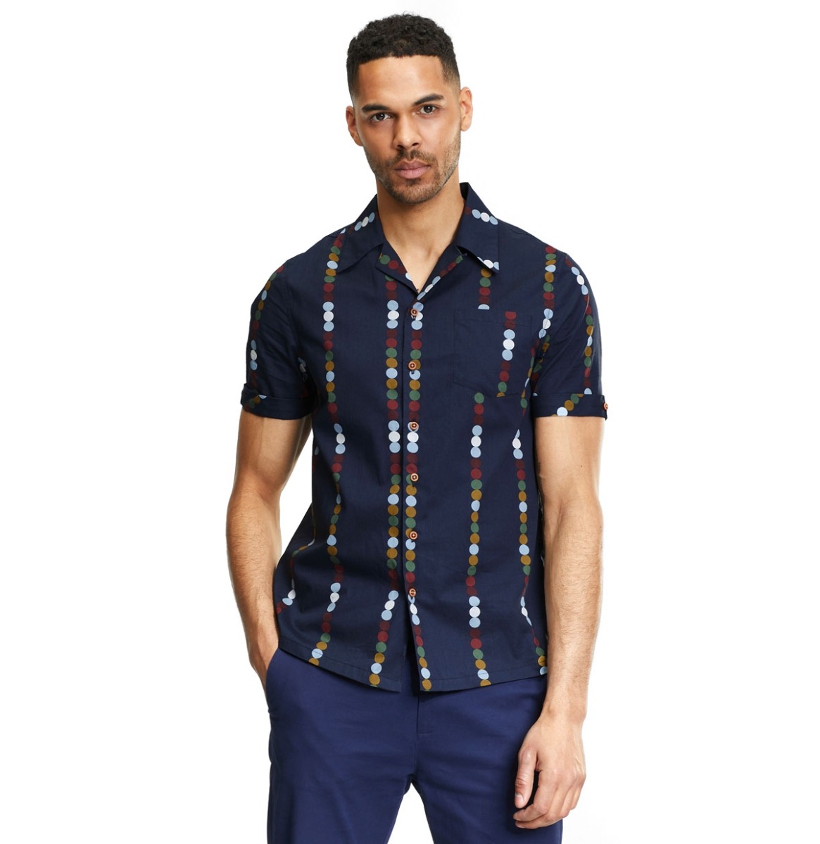 Collectif Oscar Shirt Tonal Beads Blue -S | 50% korting | Collectif