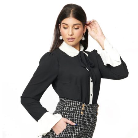 Collectif Prudence Blouse Black / White-XL | 49% korting | Collectif