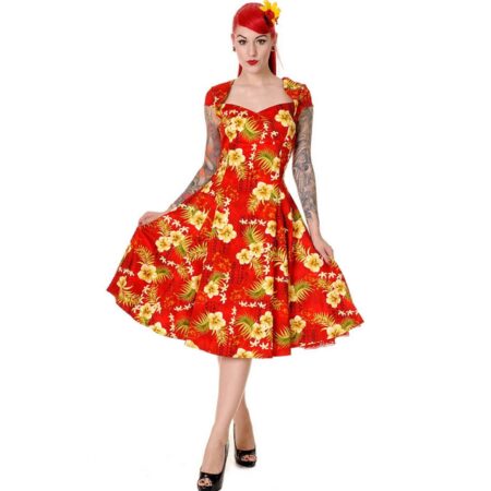 Collectif Regina Doll Dress Red Hibiscus-XXS | 50% korting | Collectif