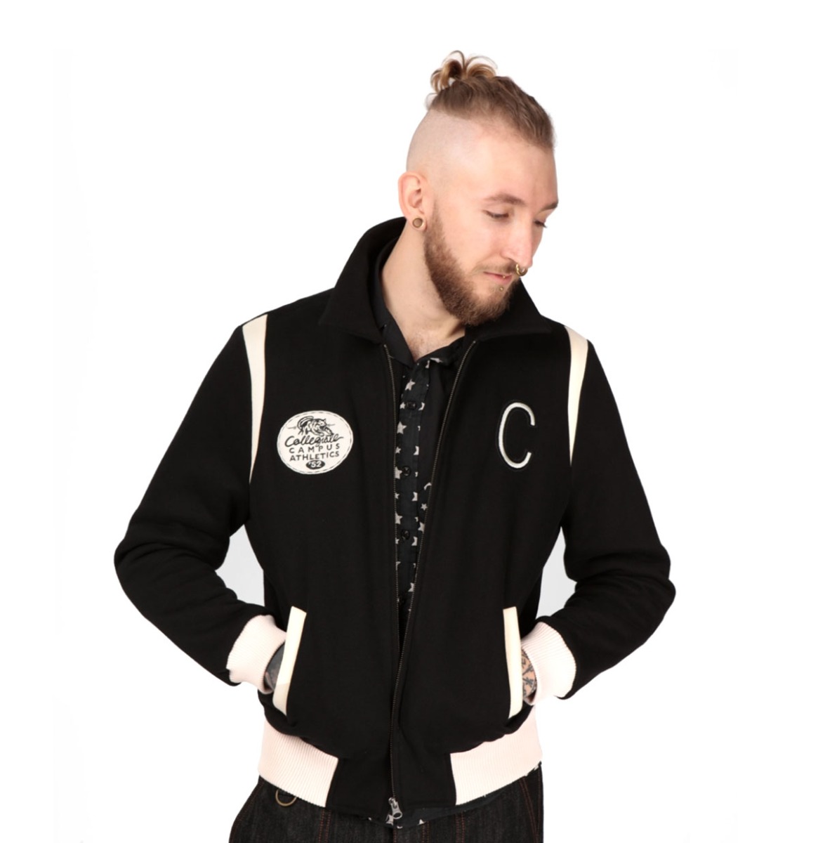 Collectif Ricky College Jacket Black-M | 47% korting | Collectif