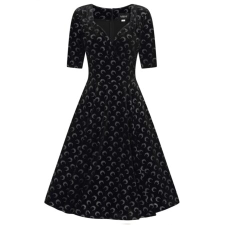 Collectif Trixie Dress Glitter Moon Velvet Black-XS | 50% korting | Collectif