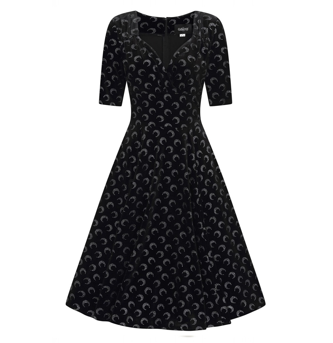 Collectif Trixie Dress Glitter Moon Velvet Black-XS | 50% korting | Collectif