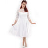 Collette White Lace Dress with Three Quarter Sleeves-M | Heart of Haute