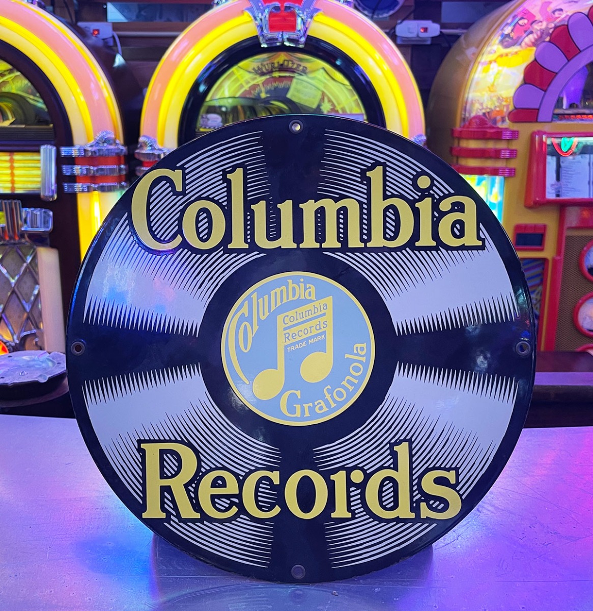 Columbia Records Ande Rooney 1990's Emaille Bord - Ø28