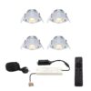 Complete Set van 4 Sienna Mini Inbouwspots 12V - 3W spots - 2700K warm wit - IP44 waterdicht - kantelbaar - Dimbaar - Verandaspots - Lage inbouwdiepte | HOFTRONIC