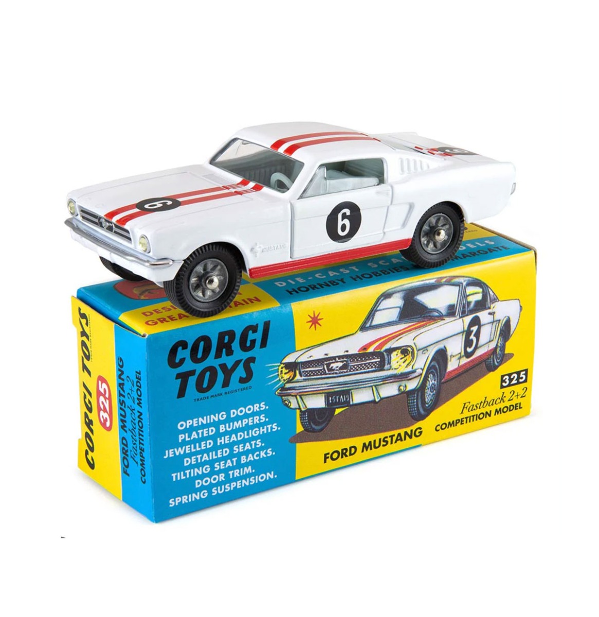 Corgi 325 - Retro Ford Mustang Fastback 325 2 + 2 Competition Schaal Model 1:46 | Fiftiesstore