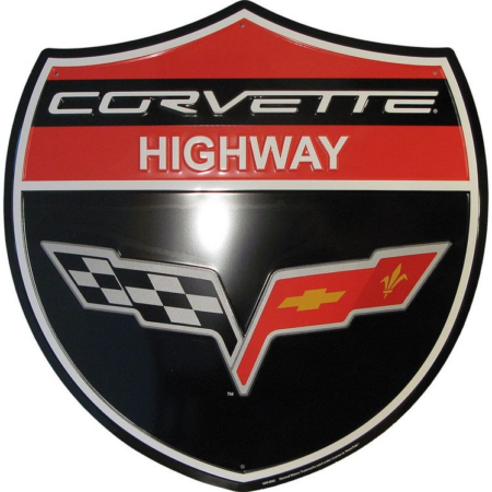 Corvette Highway Shield Metalen Bord 60 x 58 cm | Chevrolet