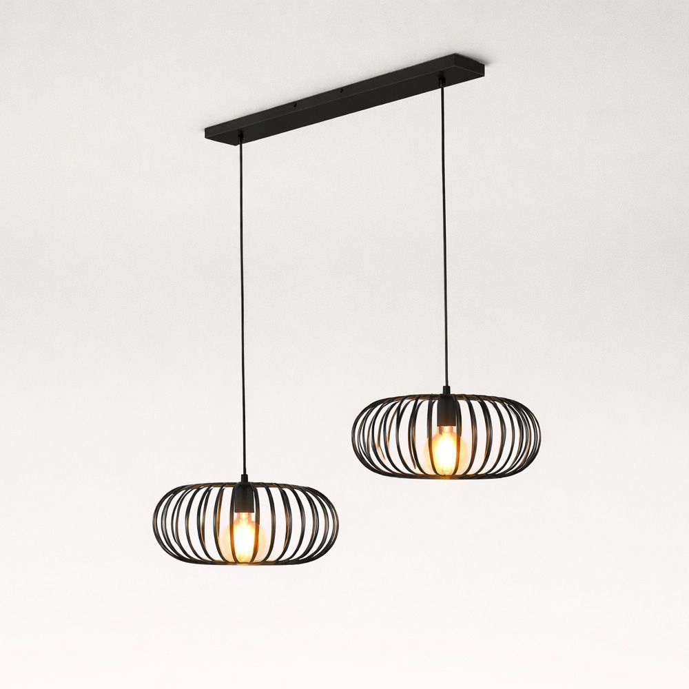 Cosmos - LED Hanglamp - 2 spots - Dimbaar - E27 Fitting - Zwart | HOFTRONIC