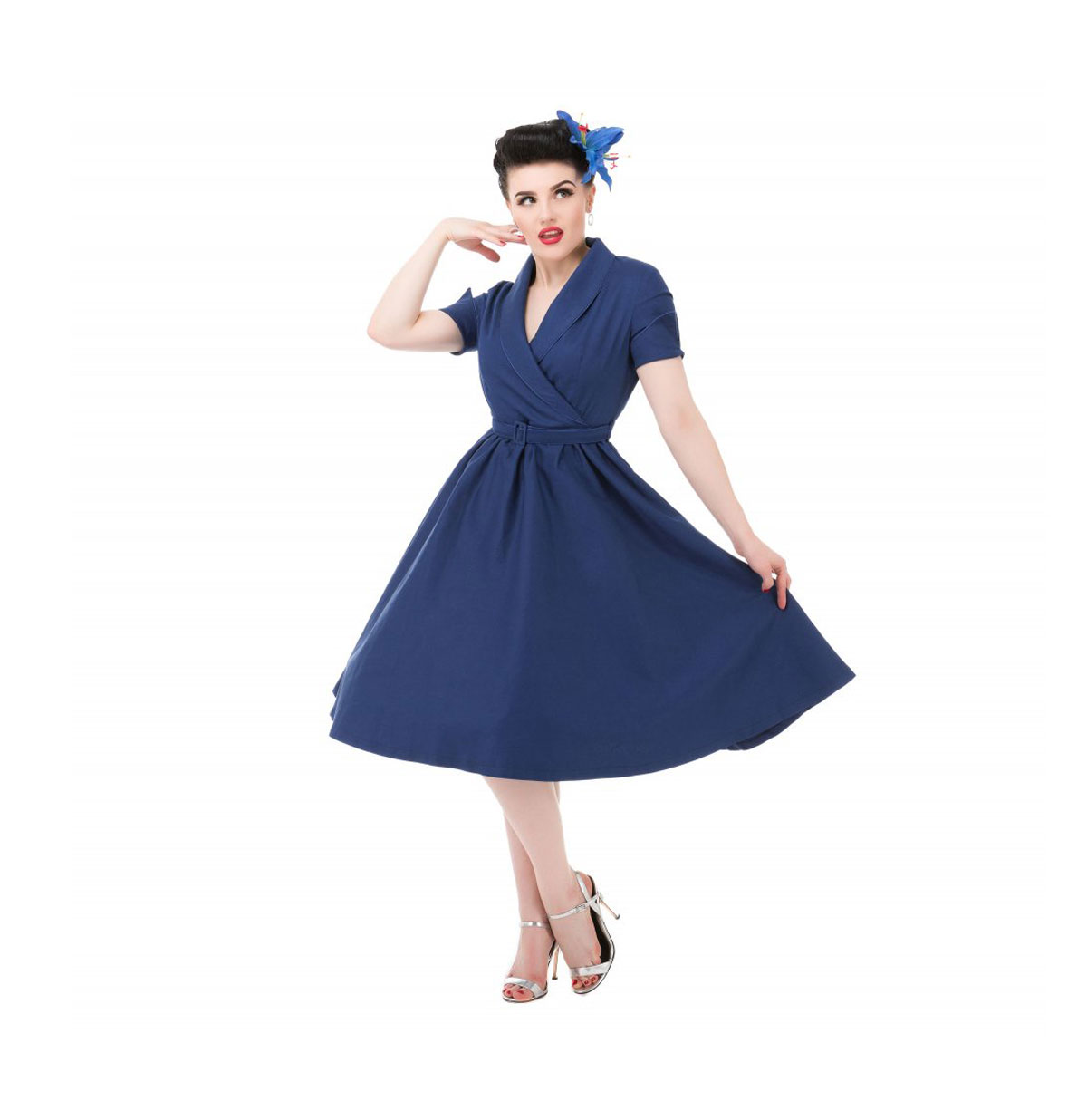 Courtney Stunningly Chic Midnight Blue Swing Dress-34 (NL)/ 8 (UK) | 38% korting | Lindy Bop