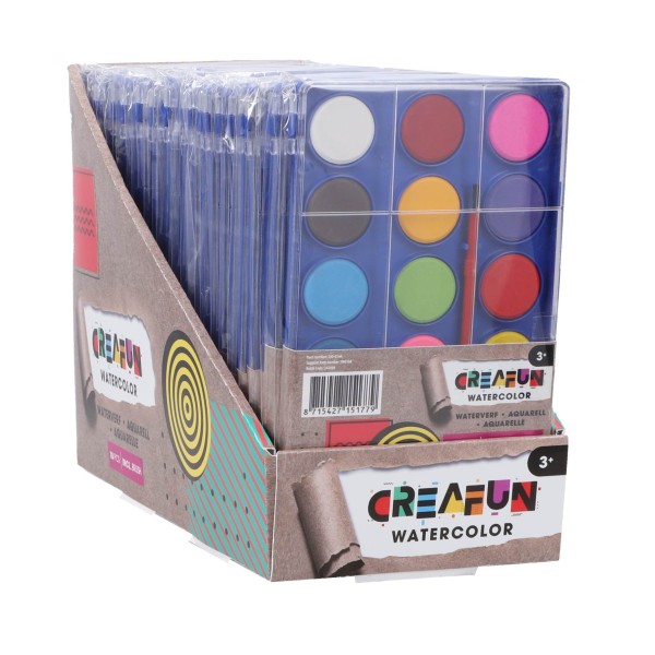 Creafun Waterverf Tablet Met 18 Kleuren En Kwast | Creafun