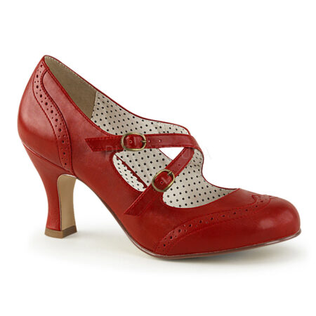 Pin Up Couture Pleaser Criss Cross Strap Flapper Red-39 | Pinup Couture