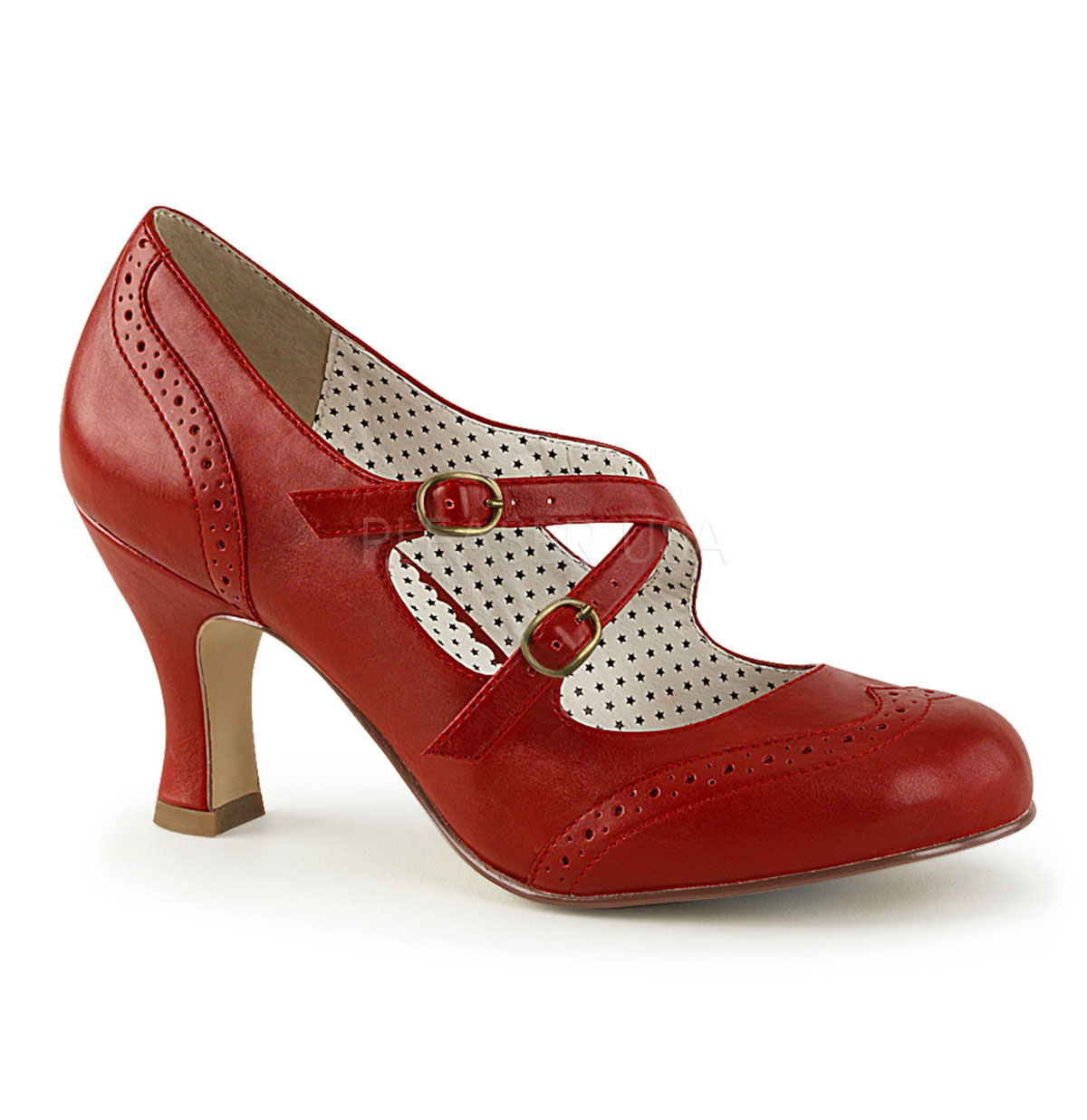 Pin Up Couture Pleaser Criss Cross Strap Flapper Red-39 | Pinup Couture