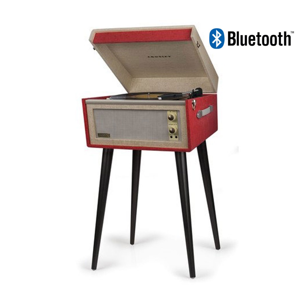 Crosley Dansette Bermuda Vinyl Platen Speler - Rood - Met Bluetooth | Crosley