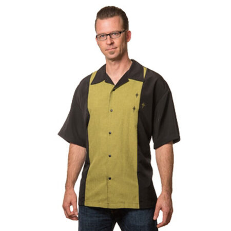Crosshatch Button Up Shirt Black/Olive-XS | Steady Clothing