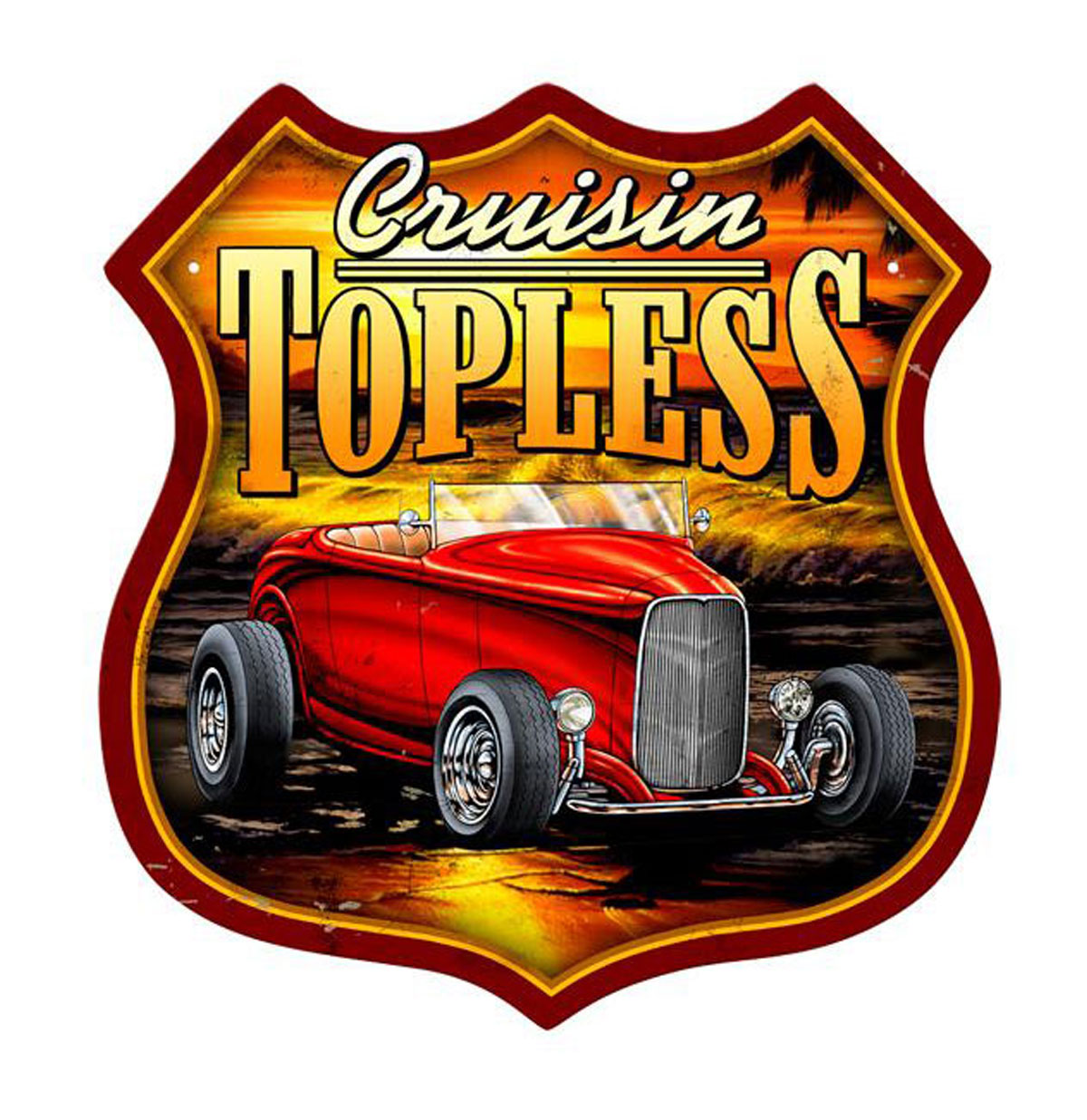 Cruisin Topless Hot Rod Zwaar Metalen Bord | Fiftiesstore