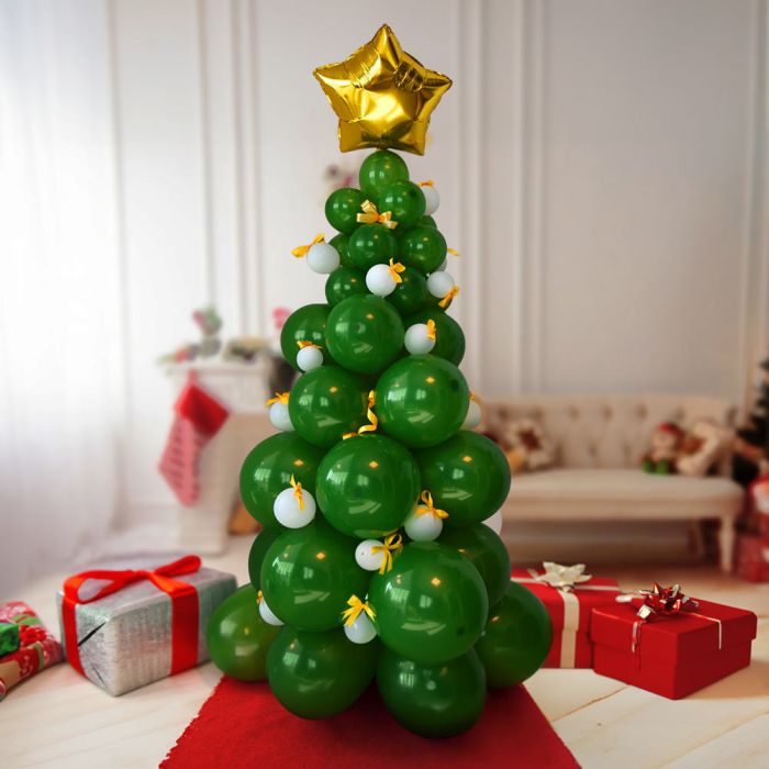 DIY Balloon Christmas Tree -195 cm -66 ballonnen - Ster Piek | MikaMax