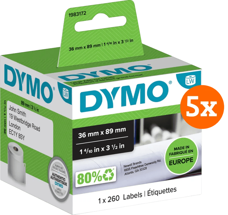 DYMO LabelWriter Adres Etiket 36x89mm 5-pack