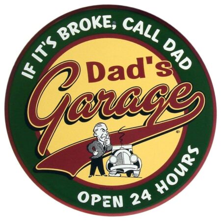 Dad's Garage Open 24 Hours Metalen Bord 60 cm | Fiftiesstore